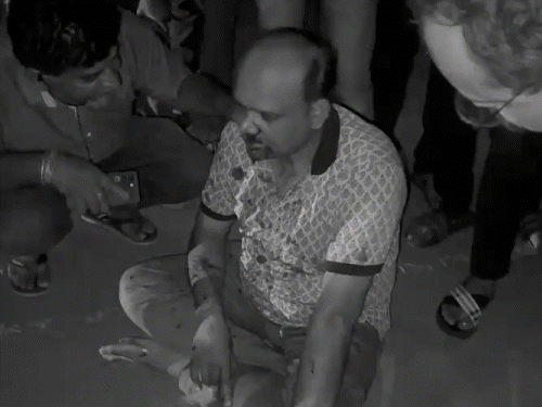 Drunk man ramps two-wheeler over car divider: Accident in front of Makarpura police station; Nose bleeds, airbag opens