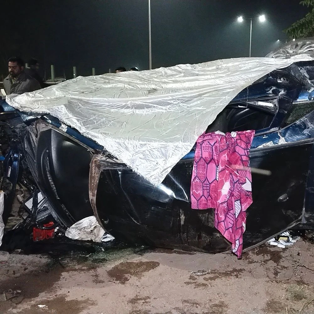 Two people were injured in a car accident on Ahmedabad highway.