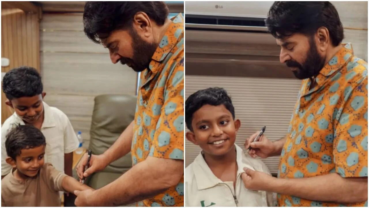 Mammootty gifts chocolates to young fans
