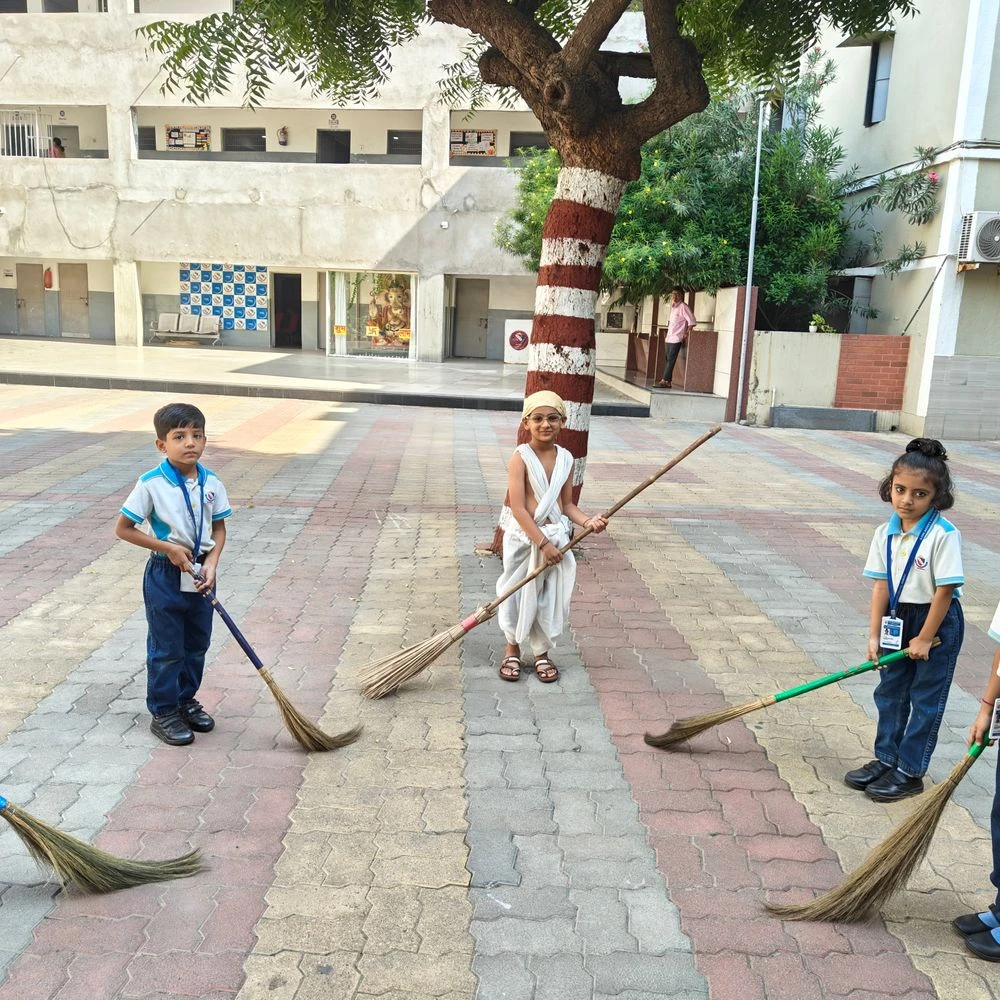 One Xavier's School, Naroda celebrates Gandhi Jayanti: Students carry out cleanliness drive and spread the message of Gandhiji's thoughts